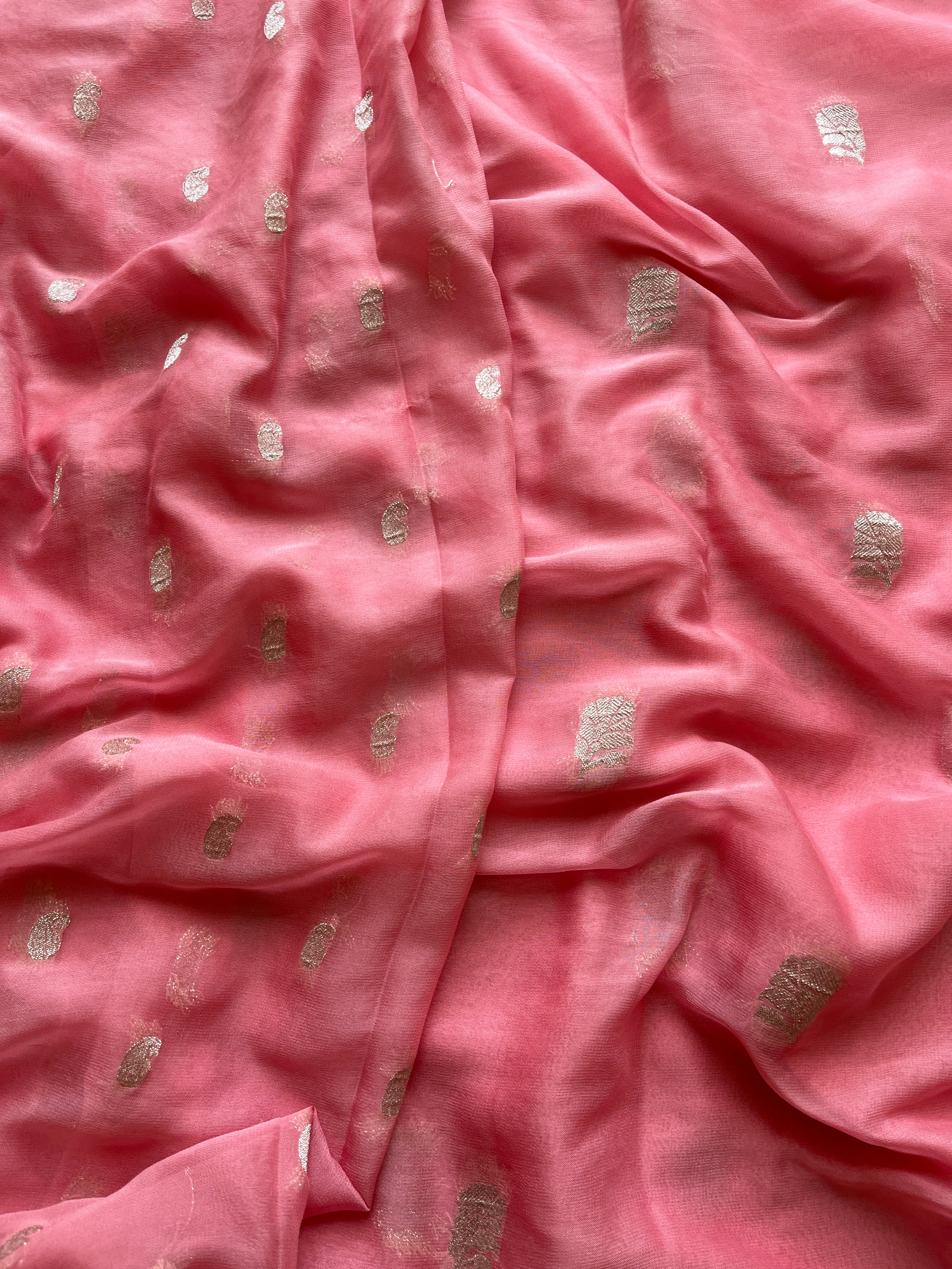 Peach Chiffon Saree